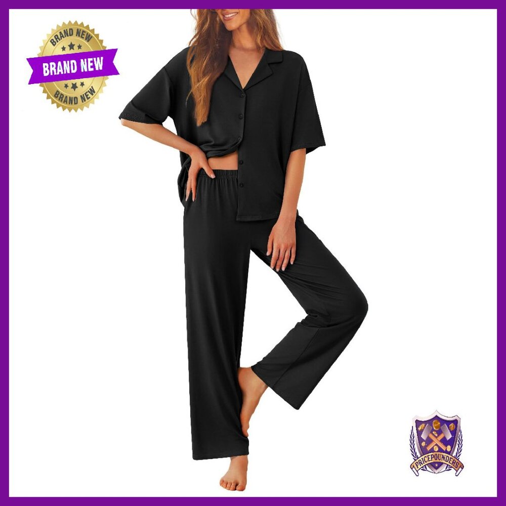 Soft Button-Down Pajama Set With Pockets, S-Xxl - image 1